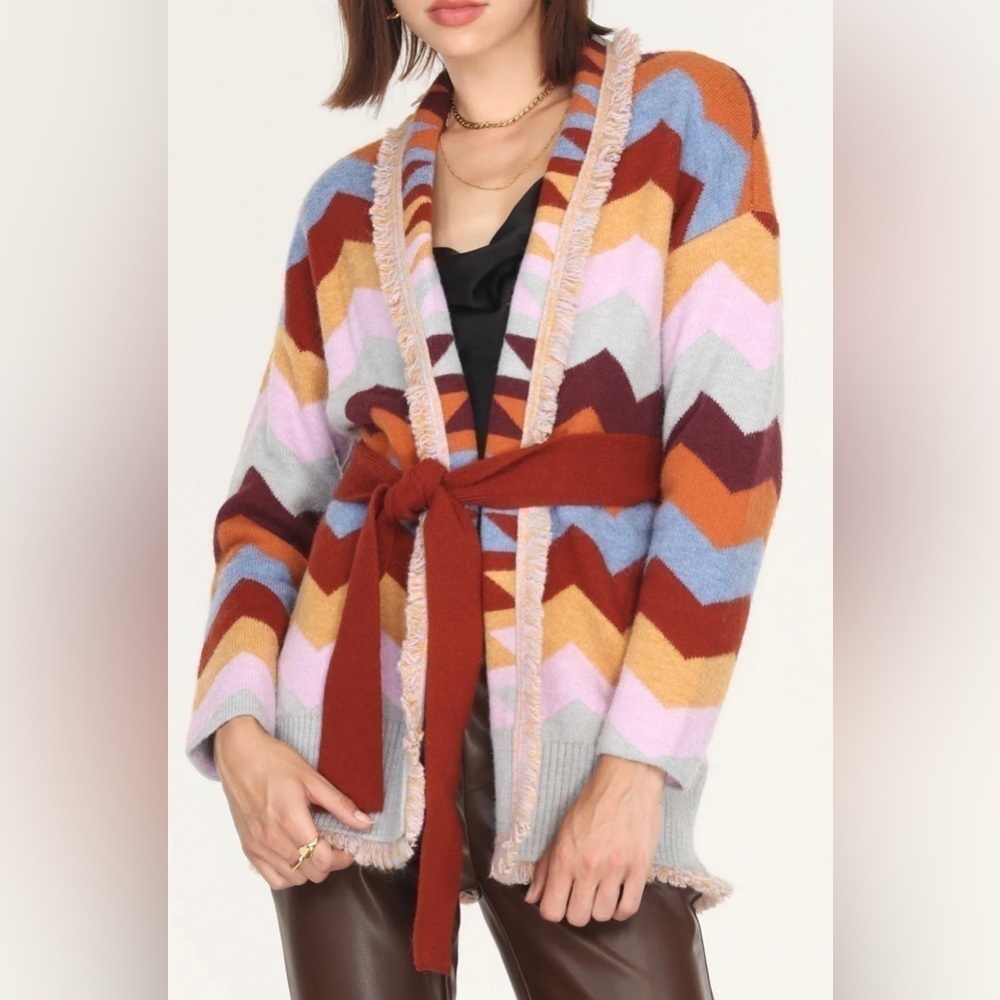 EUC  Greylin Jacquard Sweater Cardigan Size Small